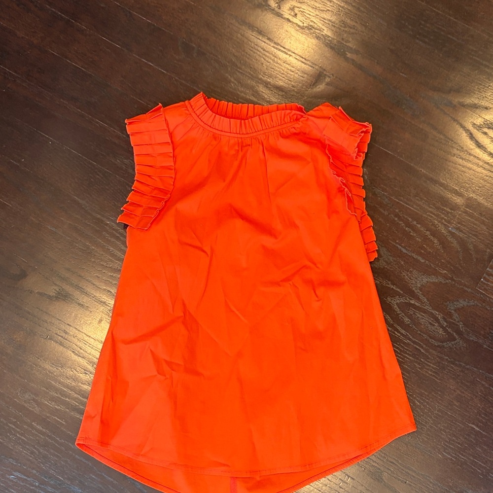 Vibrant Orange Kids Ruffle Sleeve Top
